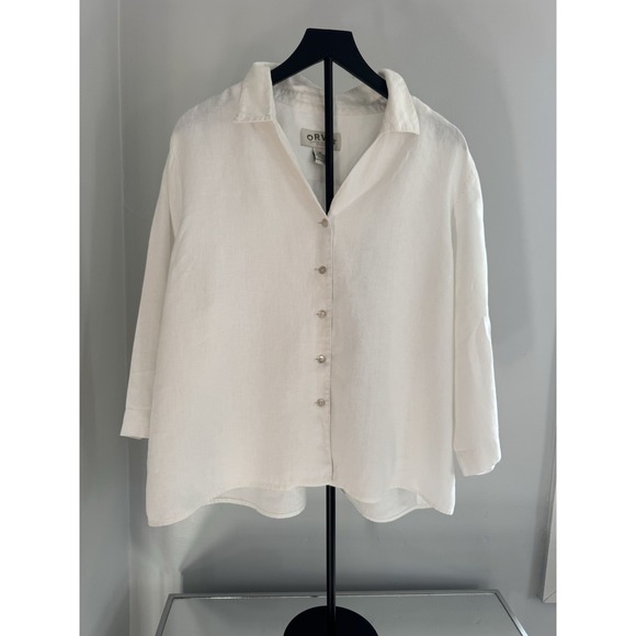 Orvis Tops - Orvis White 100% Linen Button Front Shirt Sz XL Relaxed Fit Lightweight Classic